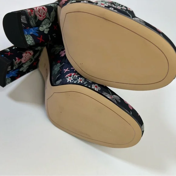 Sam Edelman Floral Embroidered Ankle Booties Block Heel Zip Sz 6.5 - Picture 7 of 16